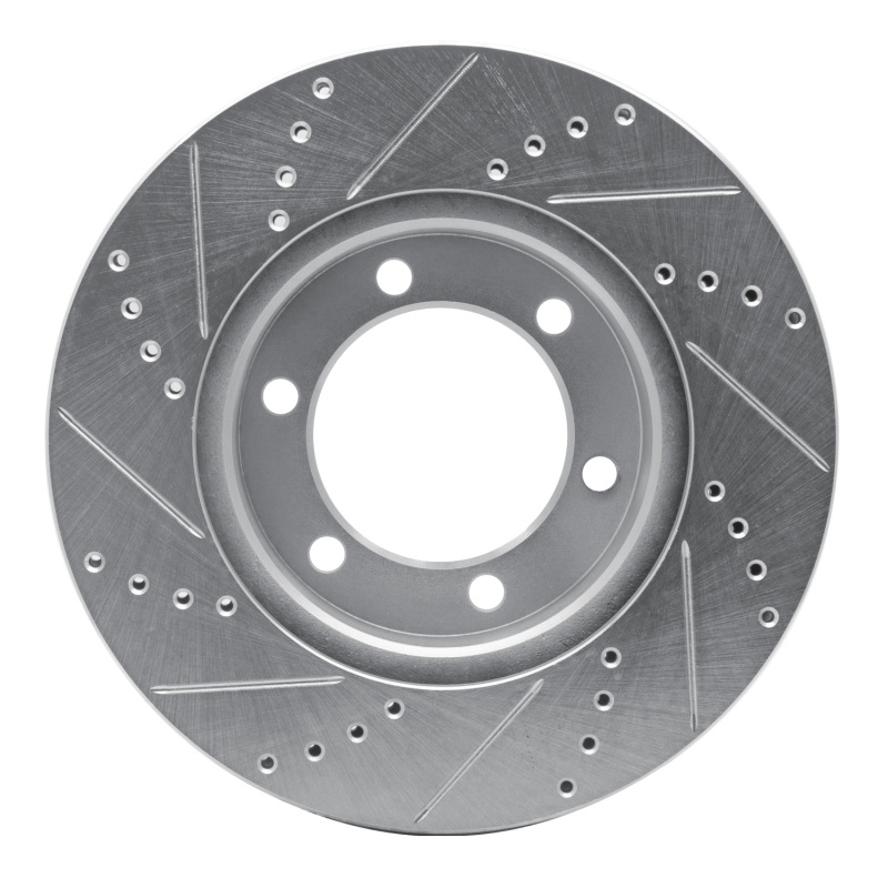 Toyota Sequoia Brake Rotor (1) - Front Right - R1 Concepts - Drilled & Slotted - Silver - `00-`07